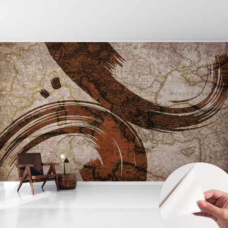 Fotomurale adesivo - murale da parete - Carta da parati autoadesiva - design parete moderno - Mappa artistica 416x254 cm (1/5)