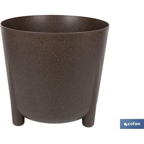 Pack mit 5 Einheiten Blumentopf mit Beinen und Drainagefilter Farbe Kaffee WPC Ø 183 x 180 mm 3,3 L (1/4)