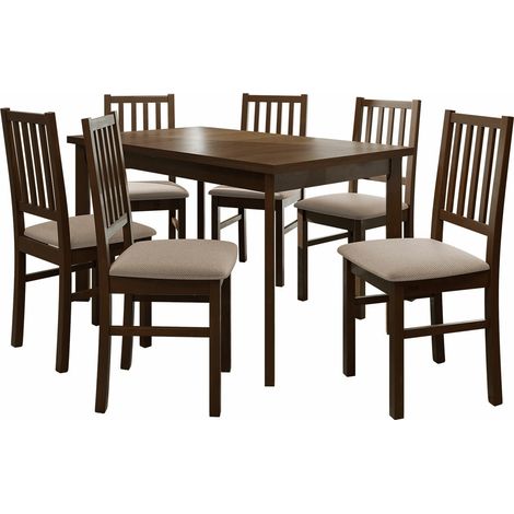 Conjunto de mesas y sillas para comedor Victorville 264, Nuez, 78x80x140cm, Diámetro: 0, Número de asientos: 4, Estilo: Contemporary