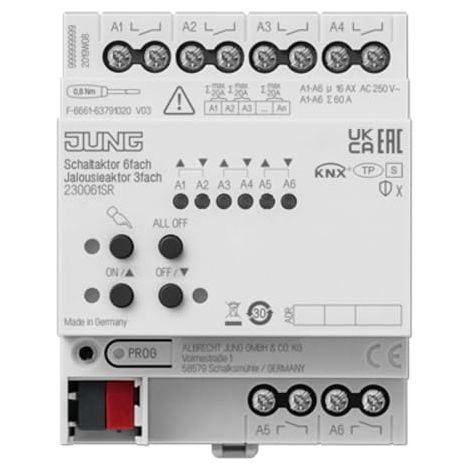 Jung Actionneur mixte KNX 6 sorties 16A Rail DIN
