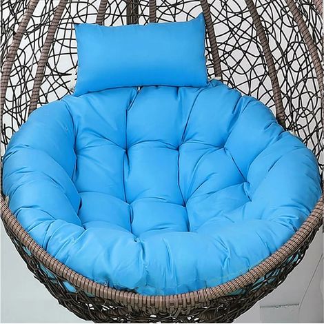 Coussin de chaise suspendue ronde œuf, intérieur/extérieur, assise hamac spacieuse avec appuie-tête, coussin de panier suspendu, bleu ciel (1/4)