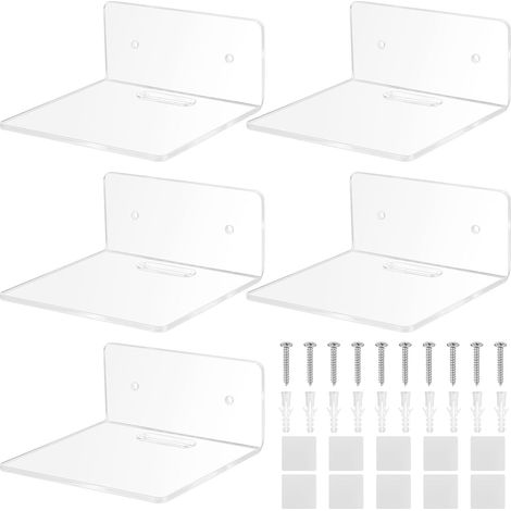 5 kleine Wandregale, Hängeregale, schwebende Acrylregale, Regale für Badezimmer, Schlafzimmer, Küche, Büro, transparent