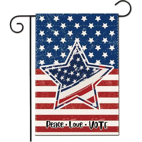 Drapeau de jardin en lin pour la fête de l'indépendance, nouveau drapeau américain à bordure croisée pour la fête de l'indépendance, statue de drapeau de jardin nain, motif 10 (1/5)