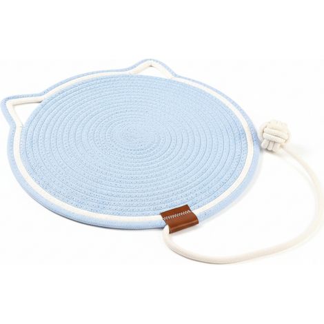 Tapis à griffer pour chats, coussin à griffer en corde de coton naturel, tapis à griffer rond et horizontal de 40 cm pour chats d'intérieur, protection pour les meubles pour chats tels que les murs, l