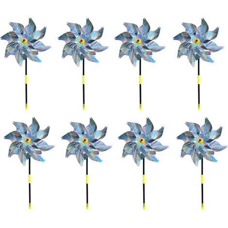 8 Pièces Moulin à Vent Réfléchissant Répulsif Oiseaux pour Jardin Plantes Fleurs Décor Éolienne Anti-Oiseaux (1/5)