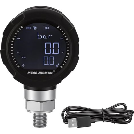 Manomètre numérique Bluetooth, 0 à 600 bar, précision 0,4% (1/5)