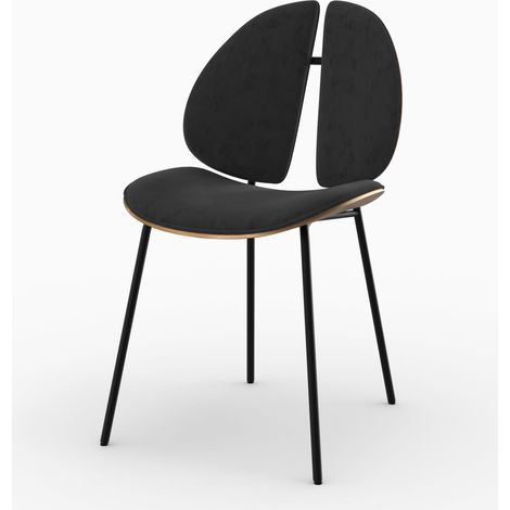 Silla en terciopelo negro y madera de nogal - Coccinelle (1/4)