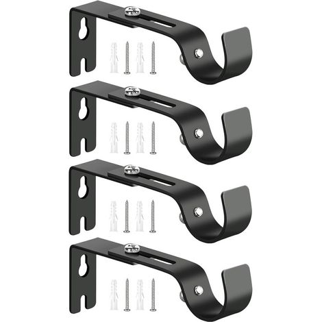 Tringle à rideaux extensible - Rail à rideaux - Lot de 4 - Supports pour tringles de 20 à 25 mm (1/5)