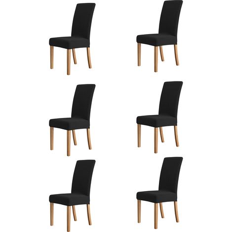 6pcs Black Chair Cover Elastic Dining Chair Cover Chair Protector Slipcover (1/2)