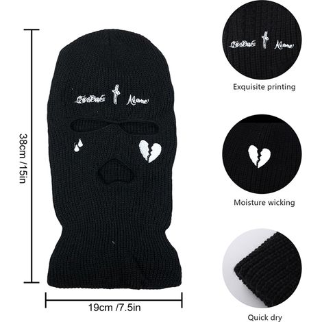 3 trous cagoule tricotée couvre-visage hiver coupe-vent respirante ski visage couverture homme femme extérieur vélo ski course (1/5)