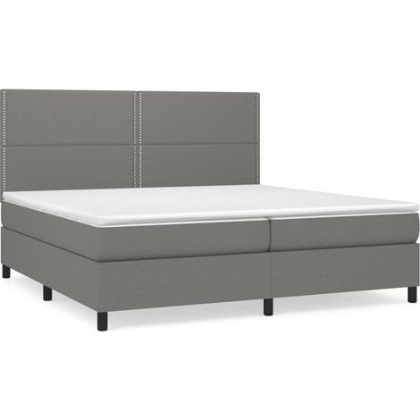 Maison Exclusive - Giroletto a Molle con Materasso Grigio Scuro 200x200 cm Tessuto