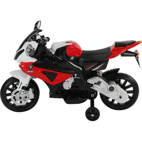 HOMCOM Moto Elettrica per Bambini BMW Velocità 2.5-5Km/h con Rotelle Nera Rossa (1/5)