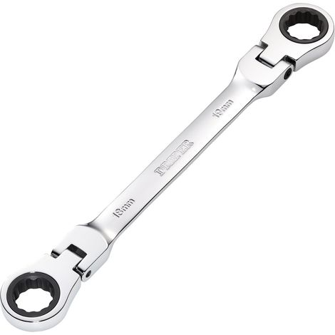 Draper 27759 Draper HI-TORQ Metric Flexible Head Double Ring Ratchet Spanner, 18 x 19mm (1/2)