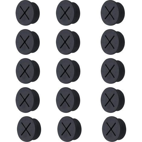 Passe Câble en Silicone, Oeillets de Trou de Câble, Couvercle de Trou de Câble, Câble Oeillet, Passe Câbles en Plastique, Trou Passe Câbles Ronds, pour Les Bureaux Couvercle Trou Rangement, 15 Pièces (1/4)