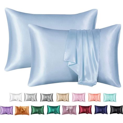 Lot de 2 taies d'oreiller satin 50x75cm – Protection cheveux et peau – Lavable en machine – Entretien facile (1/4)