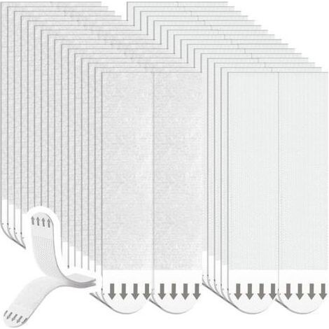 Lot de 32 paires de crochets autocollants pour photos, 93 x 20 mm, blanc, polyéthylène et nylon, bandes adhésives amovibles pour affiches, cadres photo et miroirs, 64 bandes (1/5)