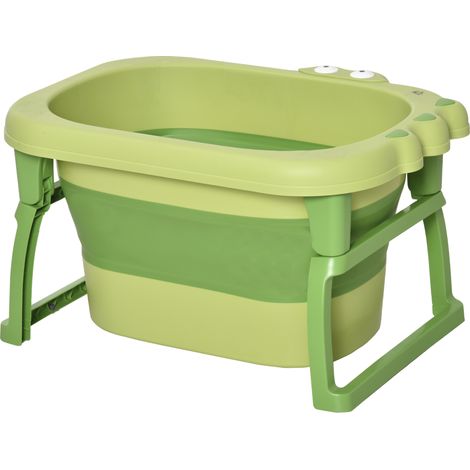 Chaise de bain bébé pliable portable avec pattes antidérapantes 75,3x55,4x43 cm Vert