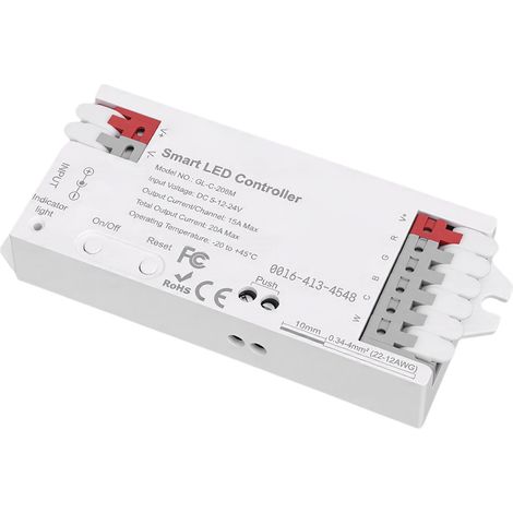Contrôleur LED intelligent compatible Matter pour bandeau lumineux analogique Echo, gestion RGBCCT, variation PWM, appairage sans contact, câblage simplifié (1/5)