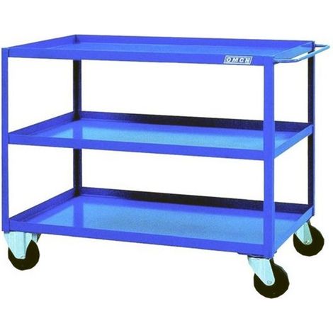 Chariot de visite géant à trois niveaux – Capacité 180kg – Longueur 1000mm – Roues 125mm pour déplacements faciles – Omcn