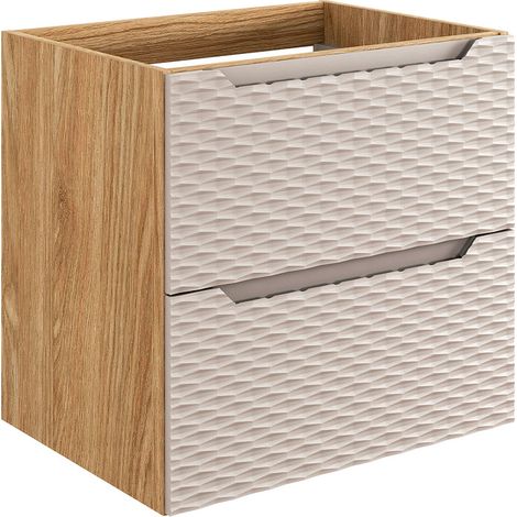 Waschtischunterschrank 60cm Elora mit 2 Schubladen, Beige und Holzoptik (1/5)