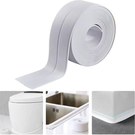 Ruban étanchéité PVC autocollant – 2,2 cm x 3,5 m – Blanc, résistant eau et poussière – Salle bain, cuisine (1/5)
