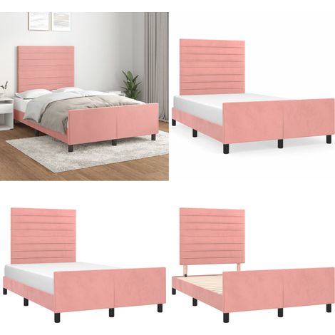 Bettgestell mit Kopfteil Rosa 120x200 cm Samt - Samtbett - Doppelbett - Rosa Bettgestell - Hochwertiges Bettgestell - Bettgestell Mit Kopfstütze - Home & Living