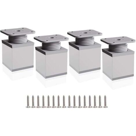 Pair Pieds de meuble réglables, 4 pieds d'armoire 50 mm Hauteur réglable 0-20 mm Pieds de table en aluminium pour bureaux, canapés et meubles de bricolage (1/4)