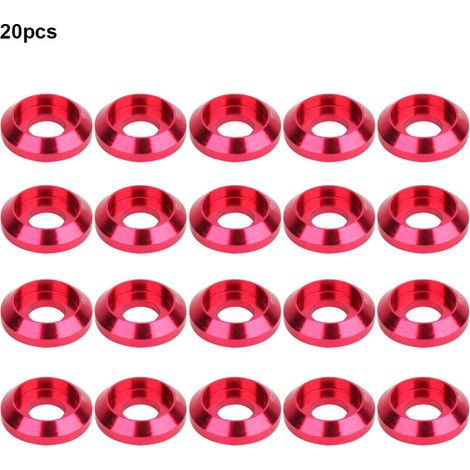 Lot de 20 rondelles en alliage d'aluminium 6061 pour vis à six pans creux M3, rose vif (1/5)