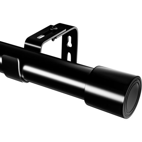 Tringle à Rideau Ajustable - 1 Pièce - Acier Inoxydable Noir - Diamètre 25mm Extensible - Salon Chambre Salle de Bain - 84-168cm (1/5)