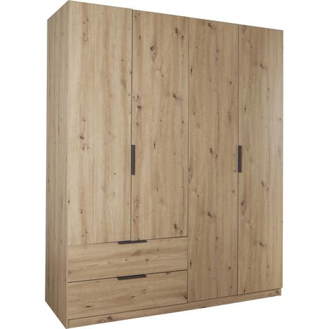 Armadio 4 ante e 2 cassetti cm 162x58 rovere artisan