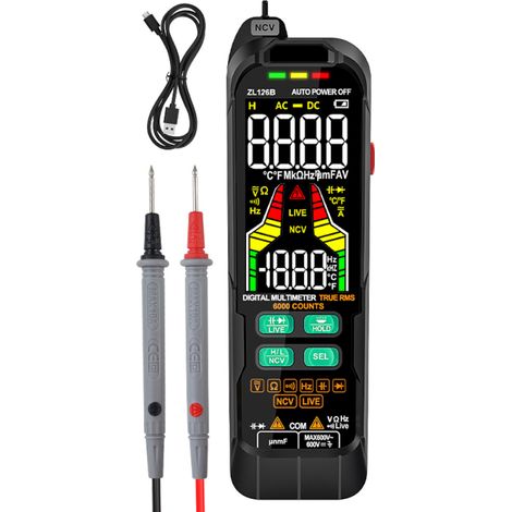 Multimètre numérique professionnel, testeur de courant alternatif et continu, multimètre de tension, mesure de la valeur efficace vraie (True RMS), de la capacité et de la température. (1/5)