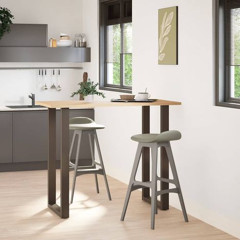 Pieds de table de bar en forme de U, 2 pièces, acier naturel, 60 x (110-111) cm