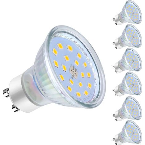 GU10 LED-Lampen, 5 W (entspricht 60 W), 600 lm, neutralweiß (4500 K), 120° Abstrahlwinkel, LED-Spotlampen, 6er-Pack
