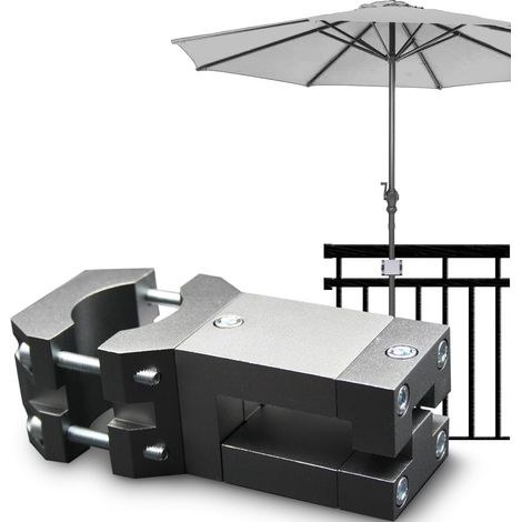Support de parasol stable - Pied de parasol pour balcon - Balustrade carrée - Fixation sûre du parasol sans perçage (1/5)