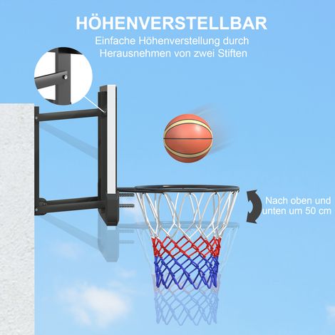 Panneau de basket mural noir, cerceau suspendu amorti, panier incassable pour extérieur (1/5)