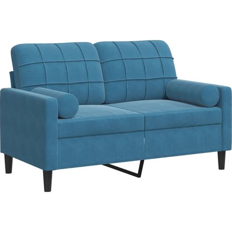 Canapé 2 places,Sofa pour Salon,Banquette avec oreillers décoratifs bleu 120 cm velours CFW910891 (1/5)