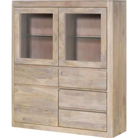 Highboard Mango weiß lackiert 128x40x145 cm montiert TORONTO 303 (1/3)