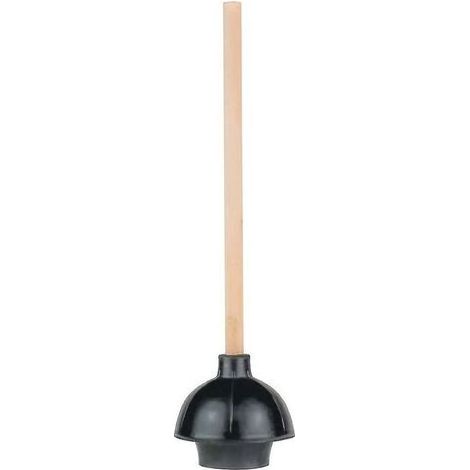Déboucheur de toilette en caoutchouc, tasse à double force de poussée, robuste, de qualité commerciale avec manche en bois (1/5)