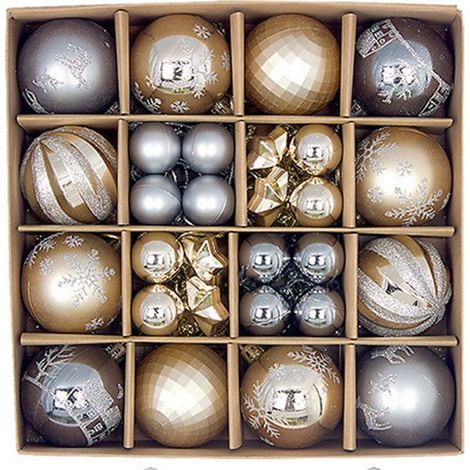 Ensemble de décorations de Noël, boules décoratives incassables à suspendre pour sapin de Noël, décorations de Noël en vra (1/5)