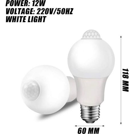 Ampoule - Detecteur De Mouvement - Lumiere Blanche Froide - 12 W - Equivalent 100 W - Usage Interieur Et Exterieur - Lot De 2 (1/5)