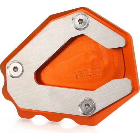 (Orange) Pièce CNC compatible avec la moto KTM 1290 Super Duke GT 2019-2023 : extension de béquille latérale, support élargi, plaque de support maxpower (1/4)
