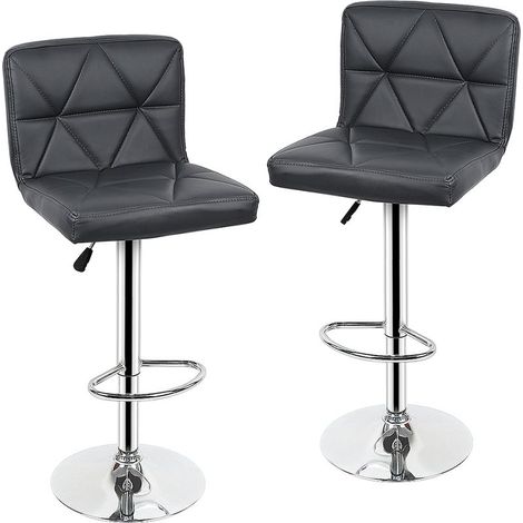 SiFree® Ensemble de 2 chaises de Bar, Tabourets de Cuisine Modernes à Hauteur réglable, avec Dossier Chaise d'îlot de Cuisine pivotante en Simili Cuir (Gris) (1/5)