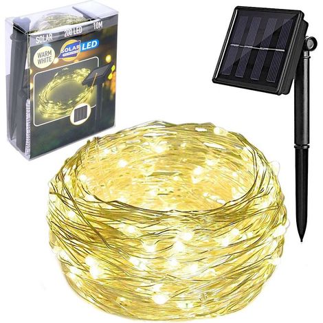 Catena Micro LED a energia solare, 200 LED, luce bianco caldo (1/5)