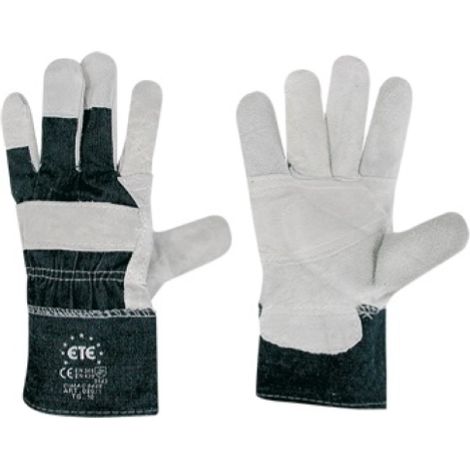 Gants de travail Ariete en croAte de cuir de vachette et toile taille 10 couleur noir blanc