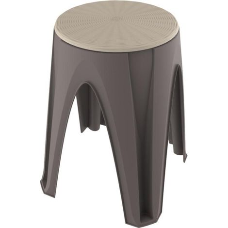 Tabouret rond - 35 x 35 cm - Taupe - Livraison gratuite
