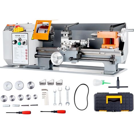 VEVOR Tornio da Banco per Metallo Motore 500W in Ghisa HT200 Velocità tra 0-2200 giri/min Variazione Costante, Tornio Elettrico per Metalli 755 x 320 x 300 cm Cono Mandrino MT3 Diametro Mandrino 100mm (1/5)