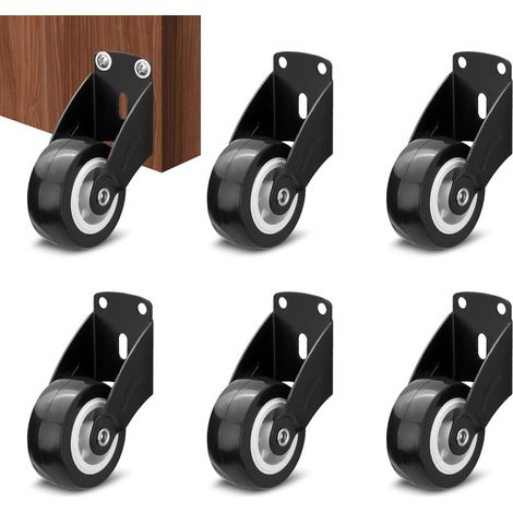 Lot de 6 roues de portail anti-affaissement, roulettes latérales de 5 cm pour bas de porte, roues de meubles, kit de matériel de roulement pour clôture, cour, ferme, noir (1/5)