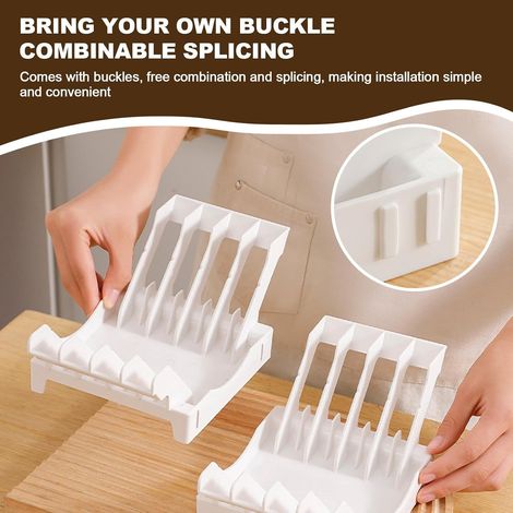 Lot de 2 range-assiettes pour placard - gain de place - support assiettes à dîner - rangement vertical (1/4)