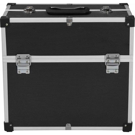 Valise à outils Boîte de rangement 6 plateaux extensibles Aluminium Noir 38 x 22,5 x 34 cm (1/5)