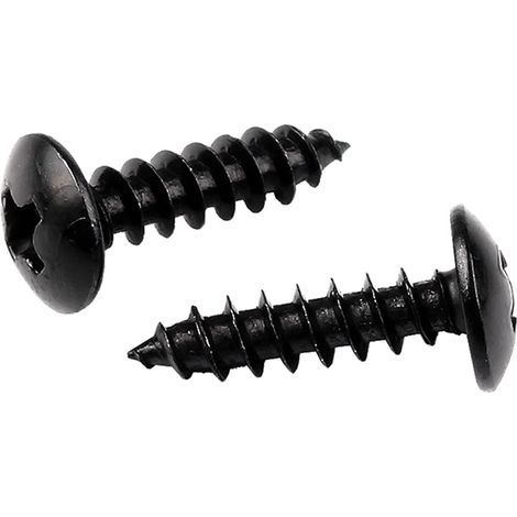 20 pièces M3.5 x 10mm Vis à bois autotaraudeuses Acier Carbone Tête à bride ronde champignon Attaches Vis de perçage Noir (1/5)